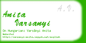 anita varsanyi business card