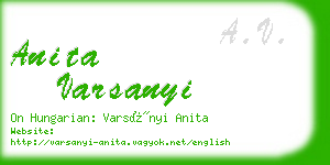 anita varsanyi business card